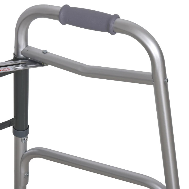 HOMCOM Andador para Ancianos Caminador Plegable con Altura Ajustable Almohadillas de Pies Marco de Aleación de Aluminio 64x50x77-95 cm Plata