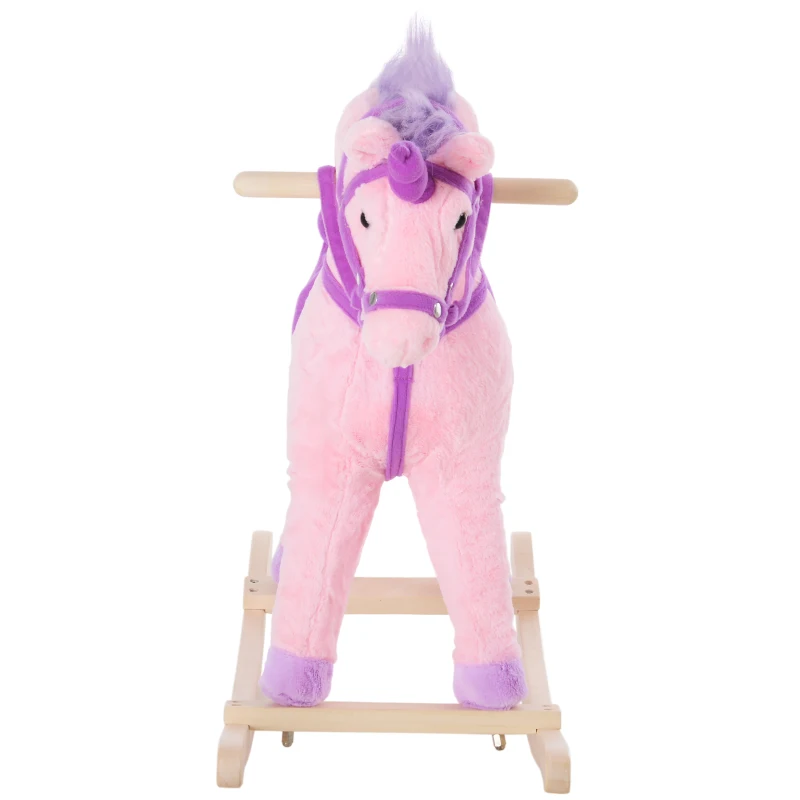 HOMCOM Caballito Balancín Bebé Balancín Peluche Infantil 36 Meses con 32 Canciones  68x28x60cm