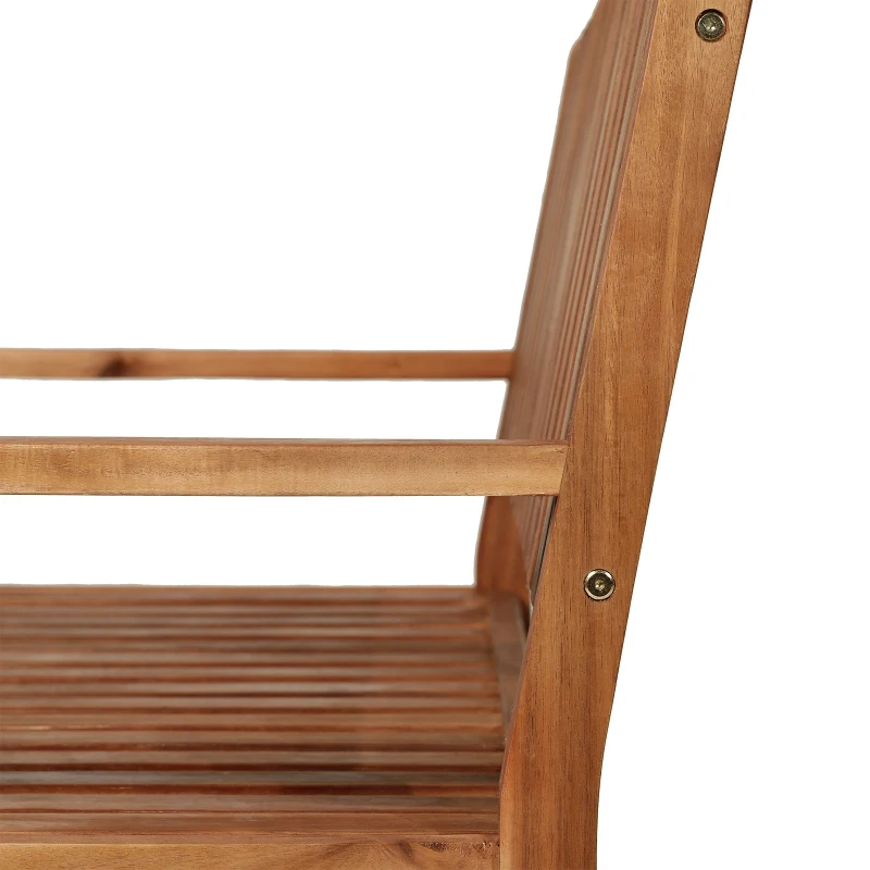 Outsunny Banco de Jardín 120x65x91.5cm Banco para Exterior de Madera de Acacia con Diseño de Listones para Exterior Terraza Patio Asiento Ancho