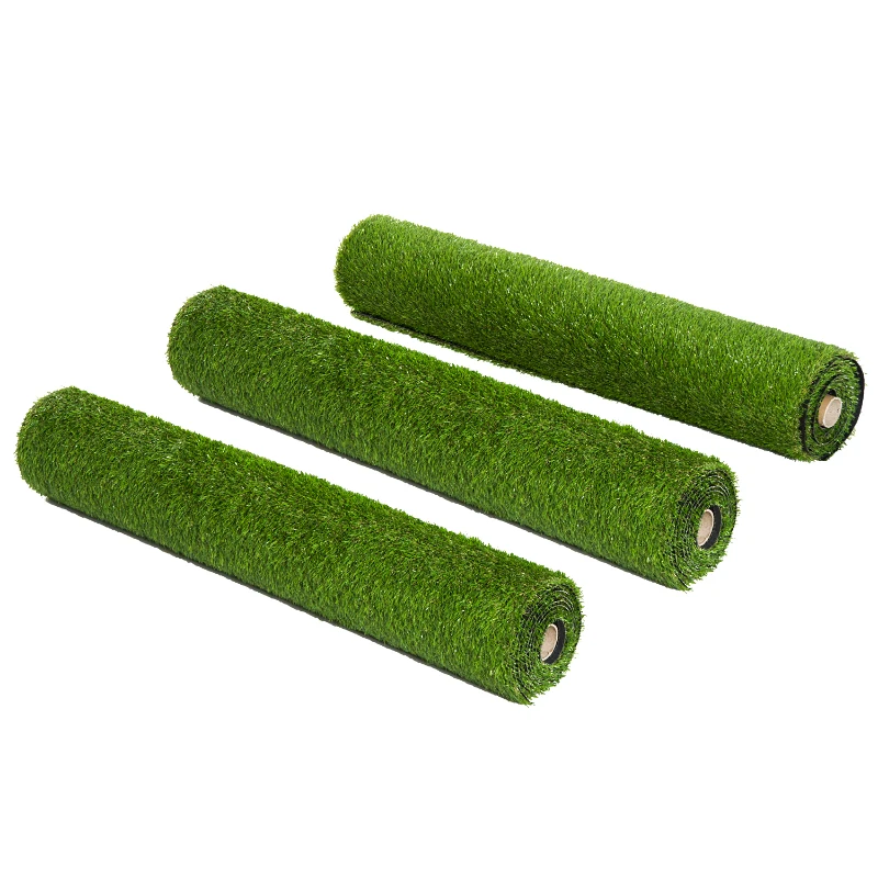 Outsunny Set de 3 Rollos Césped Artificial para Jardín 3x1m 20mm Estera de Hierba Sintética para Terraza Alfombra de Césped Tacto Cómodo Reciclable Interior