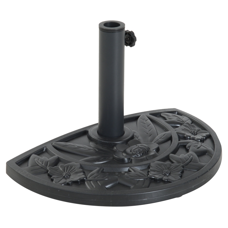 Outsunny Soporte de Sombrilla Semicircular Ajustable Universal Pie de Parasol de Cemento Base de Sombrilla Patio Jardín Estilo Retro HDPE Φ50x32x32cm