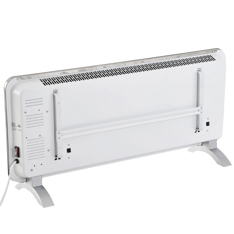 HOMCOM Radiador eléctrico Calefactor de vidrio Convector de Pared/Pie con Pantalla Táctil Temporizador y Control Remoto 2 Nivels Calor 1000/2000W