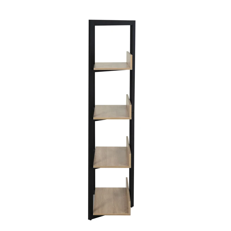 HOMCOM Estantería de 4 Niveles Librería de Diseño Moderno Gran Espacio de Almacenamiento Sistema Antivuelco 90x39x160 cm Color Roble Negro