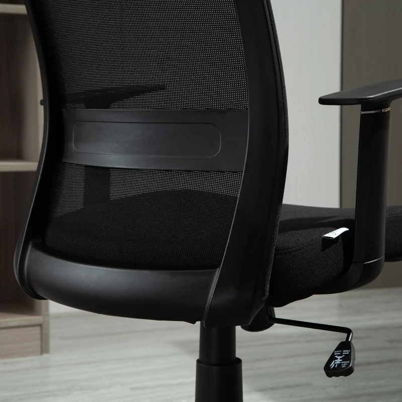 Vinsetto Silla de Oficina Ligera Silla de Juvenil con Altura Ajustable Reposabrazos Soporte Lumbar Respaldo Transpirable y Función Basculante 58x60x89-99 cm Negro