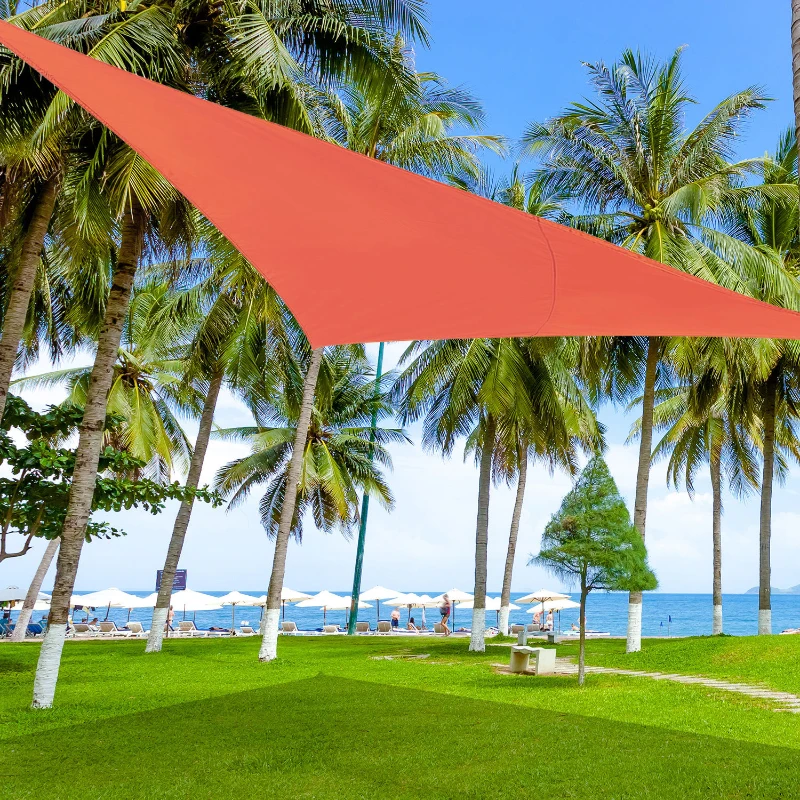 Outsunny Toldo vela color naranja sombrilla parasol triangulo Tela de Poliéster 160g/㎡ jardin playa camping sombra (varios colores y medidas), medida 4x4x4 metros, color naranja