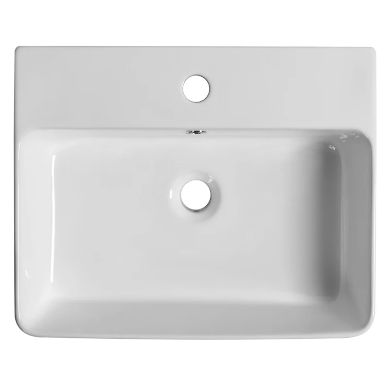 kleankin Lavabo Rectangular Lavamanos para Baño Sobre Encimera de Cerámica de Alta Temperatura con Diseño Nórdico 52x42x15,5 cm Blanco
