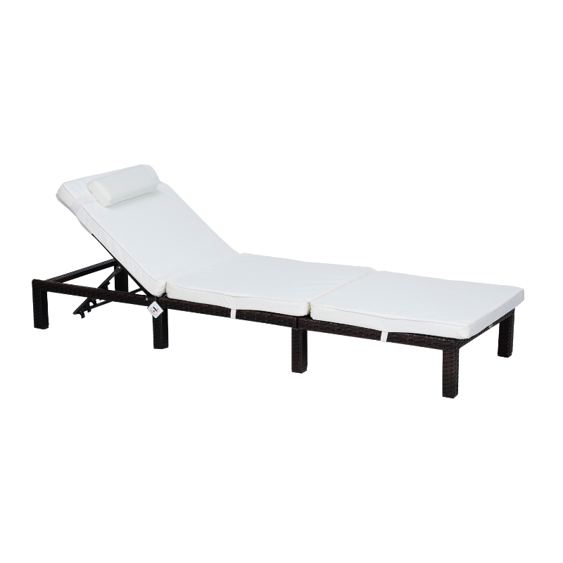 Outsunny Rattan Sun Lounger-Brown