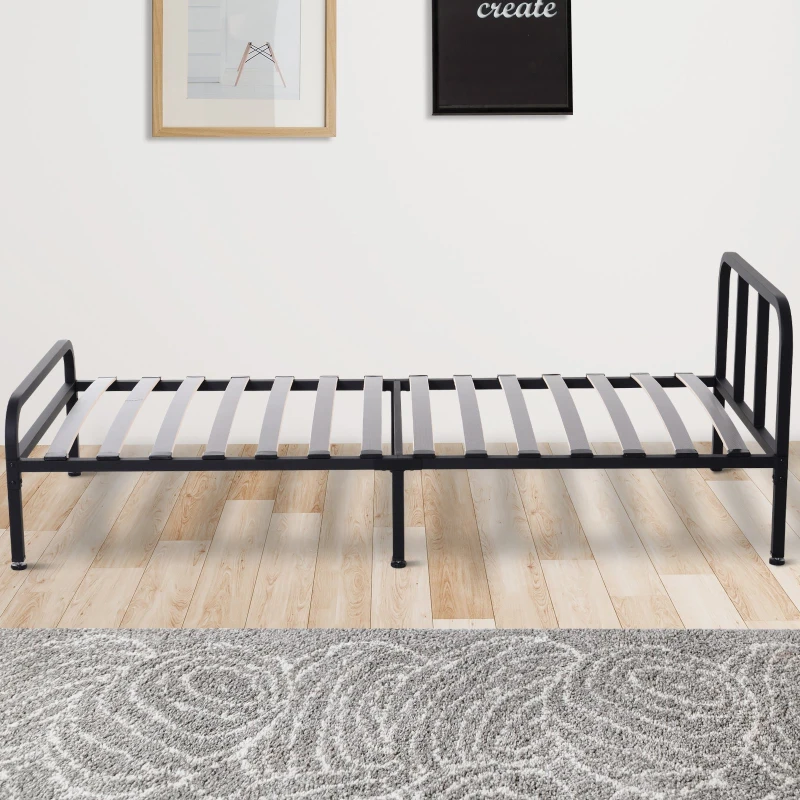 HOMCOM Somier de Láminas Individual Estructura Metálica Estable 6 Patas Carga 150kg 190x90cm Altura de Pata 25cm