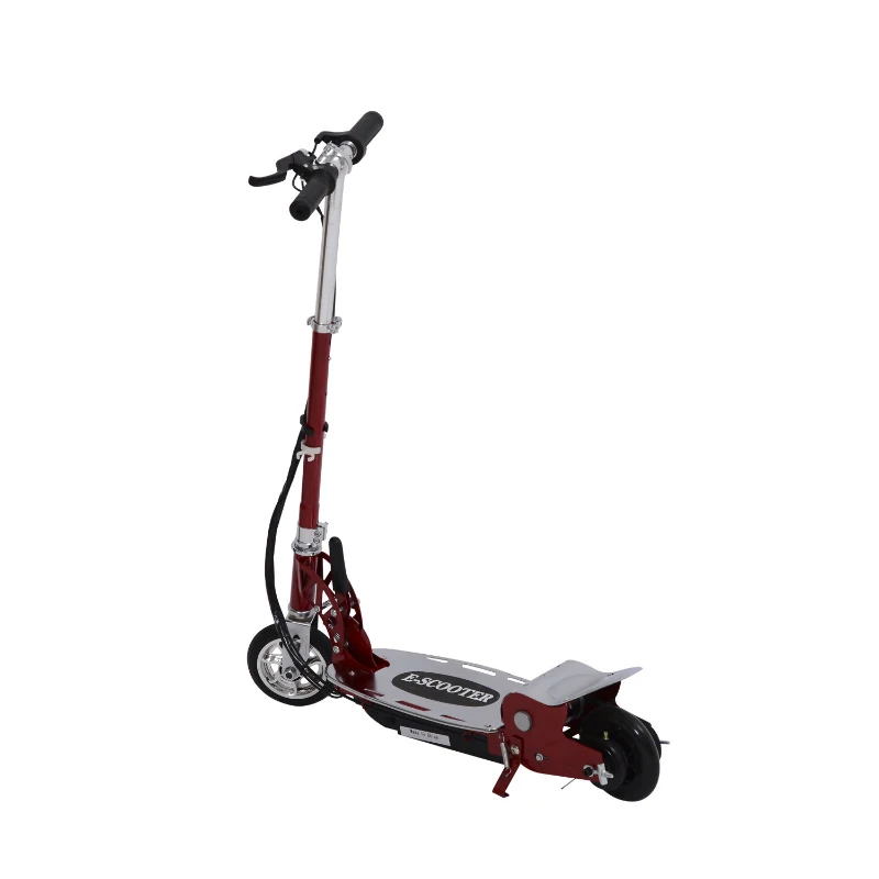 Patinete Eléctrico Plegable E-Scooter Batería 120W Manillar Ajustable Freno Pie de apoyo para Adolescentes(Rojo)