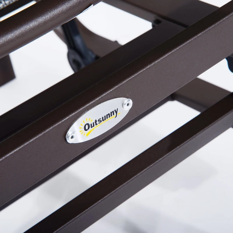 Outsunny Silla Balancin Portátil Cómodo Mecedora para Patio Jardín Terraza con 4 Brazos Oscilante Resistente Metal Tela Textilene Carga 165 KG 75x60x104 cm Marrón