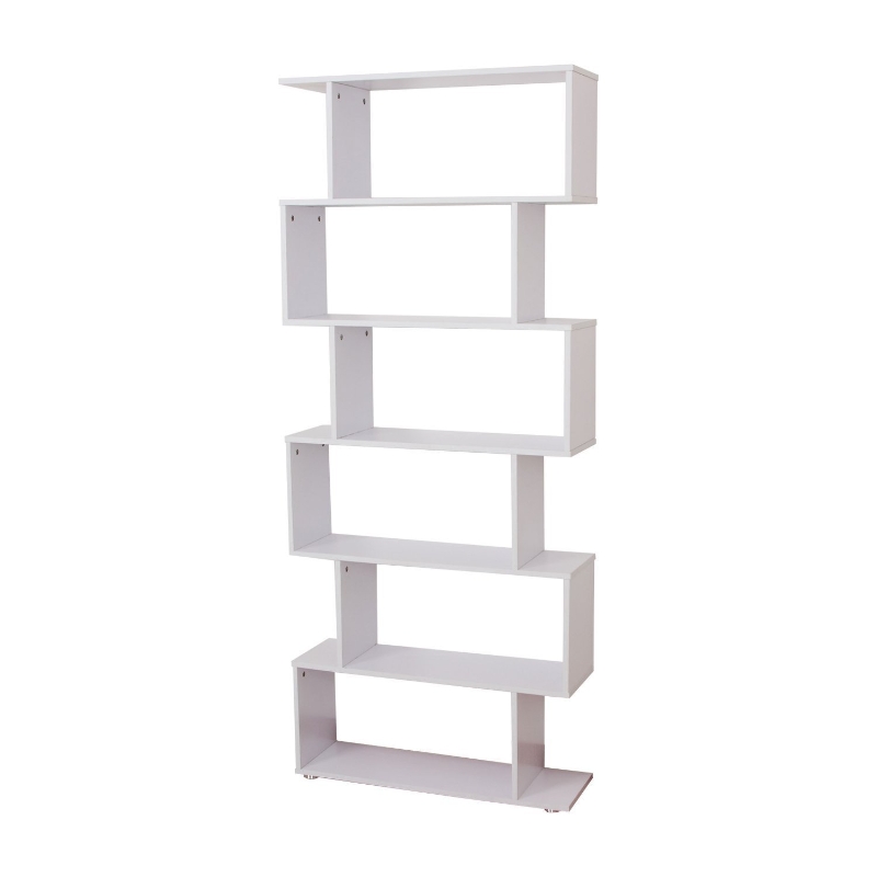 HOMCOM Estanteria Libreria 6 Estantes Madera Forma S 80x24x191 cm Estantes Color Blanco