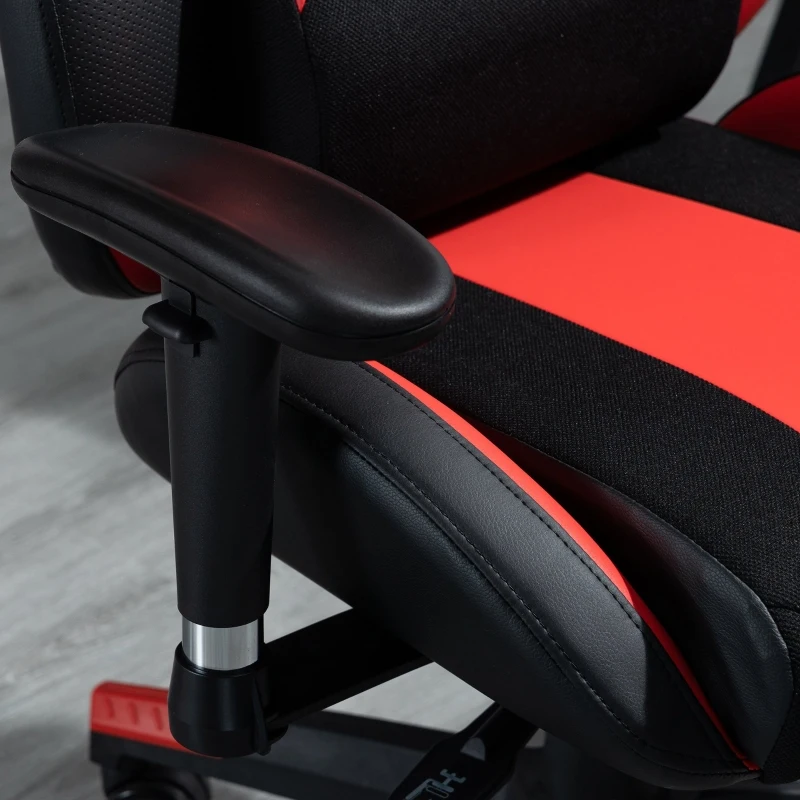 Vinsetto Silla Gaming Ergonómica Silla de Escritorio de Oficina Giratoria con Altura Ajustable Reclinable de 135° Reposabrazos Regulable Reposacabezas y Lumbar Extraíbles 70x71x125-133 cm Rojo