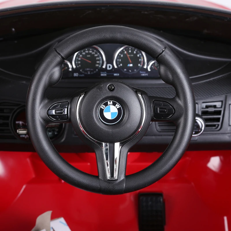 HOMCOM Coche Eléctrico para Niño BMW X6M 3 Años+ con Mando a Distancia Con Música y Luces Doble Apertura de Puerta Batería 6V Carga 30kg 116×74×60cm