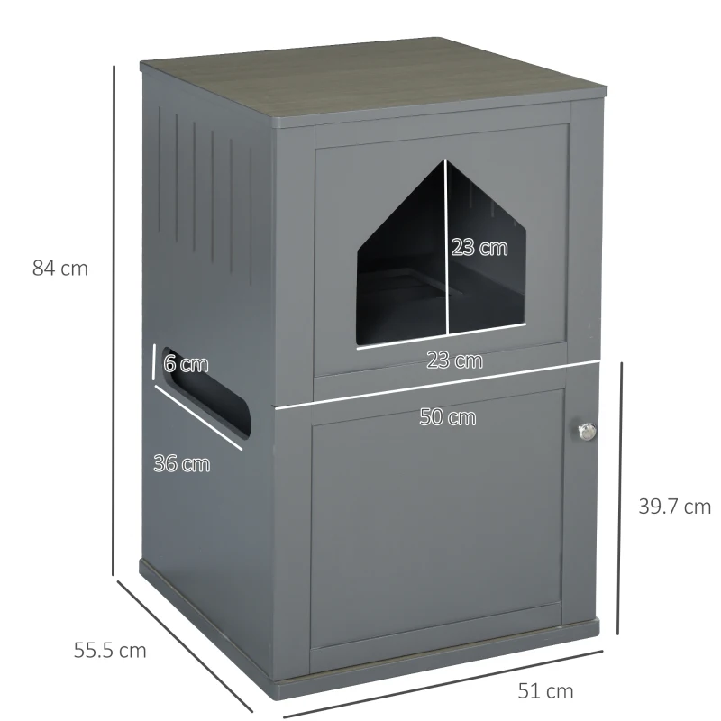 PawHut Double-Decker Cat Litter Box 2 Story Pet Crate Luxury Toilet House, Grey