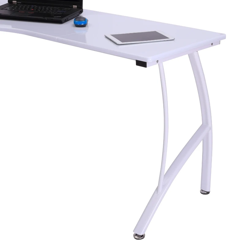 HOMCOM Mesa de Ordenador tipo Escritorio con Cajonera 151,5x143,5x76 cm Blanco