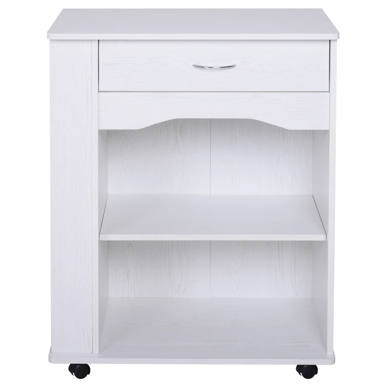 HOMCOM Aparador Auxiliar de Cocina Armario Alacena con Bastidores Laterals, Secciones Abiertas y Cajón Organizador Mueble 75.7x50.2x94cm con 4 Ruedas (2 con frenos ) para Almacenamiento