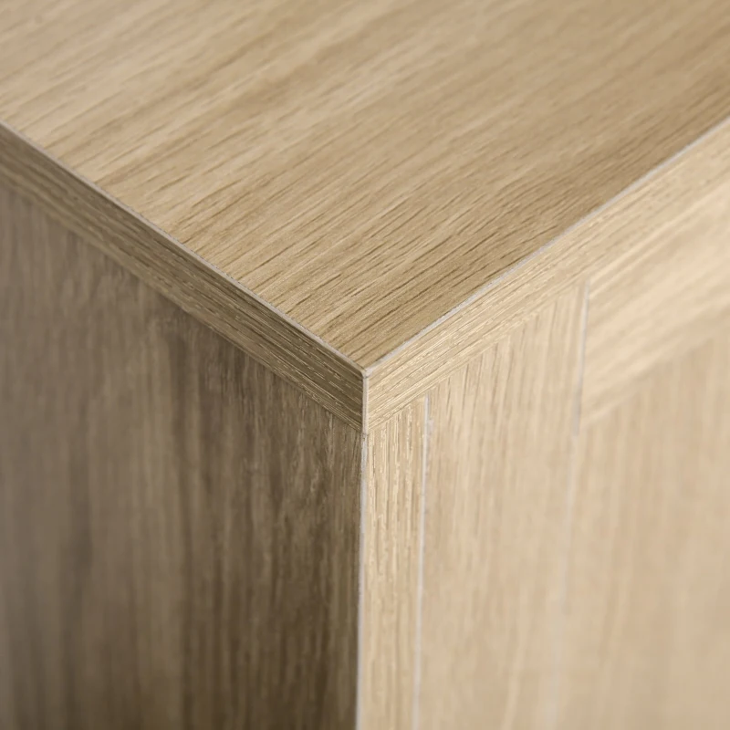 HOMCOM Alacena de Cocina Aparador Comedor para Microondas con Botellero Cajón 2 Estantes Abiertos y 4 Armarios con Puerta 106x48x180 cm Roble