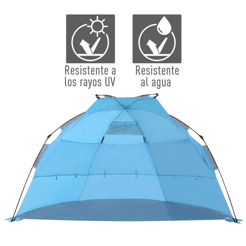 Outsunny Tienda de Playa Pop-up Automática de Campaña Toldo Refugio de Playa Impermeable Protección UV Portátil y Plegable