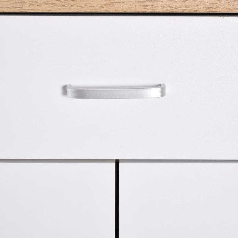 HOMCOM Gabinete de Almacenamiento Consola Armario para Baño Cocina Dormitorio con 3 Estantes Ajustable 1 Cajón 2 Puertas 80x35x115 cm Blanco