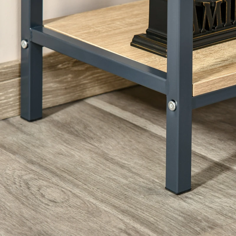 HOMCOM Estantería Librería de 4 Niveles Estante de Almacenaje de Estilo Industrial para Sala de Estar Oficina 64x30x130 cm Color Natural y Azul