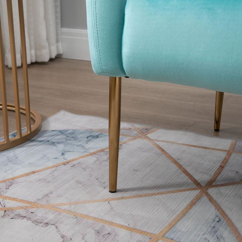 HOMCOM Sofá de 2 Plazas Sofá Doble Moderno con Patas Metálicas Asiento Acolchado Apoyabrazos y Respaldo Curvos para Salón Dormitorio 124x73x76 cm Turquesa Claro