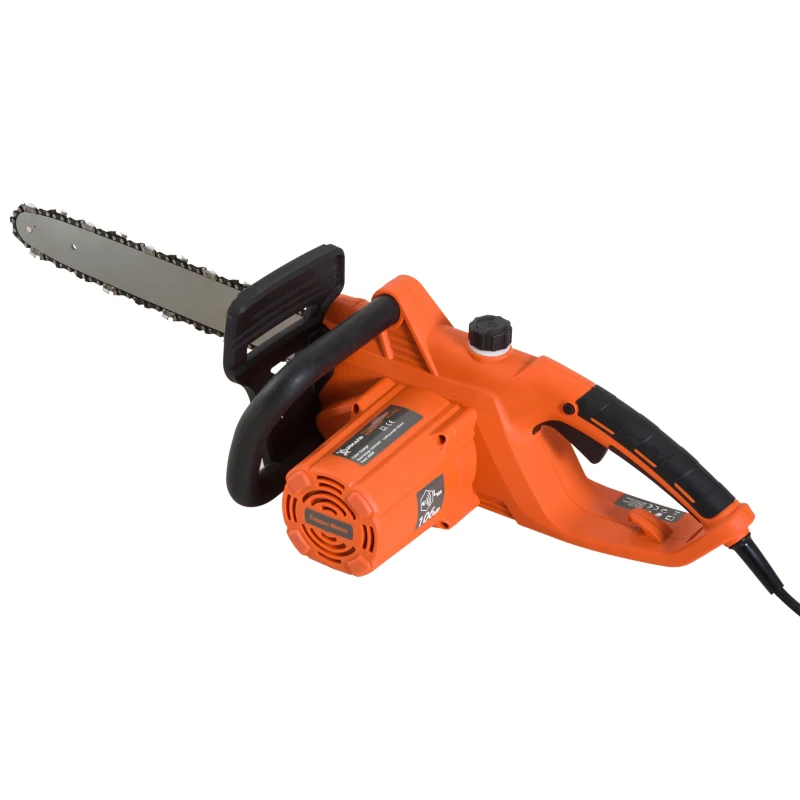 DURHAND Motosierra Eléctrica Sierra de Cadena Portátil Lubricación Automática 2000W Velocidad 13 m/s Doble Freno Ajuste sin Herramientas 84x27x20cm