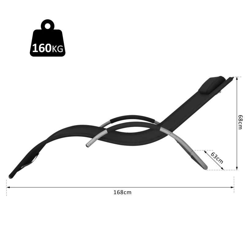 Outsunny Tumbona Curvada Diseño Ergonómico Hamaca de Jardín Patio Marco Aluminio Tela de Textilene Carga 160kg
