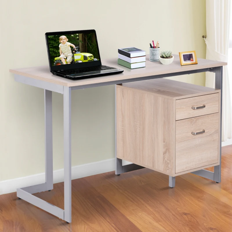 HOMCOM Mesa de Ordenador PC Escritorio de Oficina Despacho Mesa de Escuela Estudio con Cajonera 120x58x76cm Madera