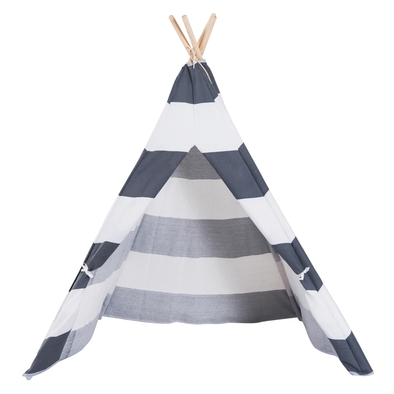 HOMCOM Tienda de Campaña de Niños Tienda India Tipi Infantil Juego de Carpa Teepee con Puerta y Ventana para Hogar y Exterior 110x110x150cm Lona de Algodón y Madera de Pino