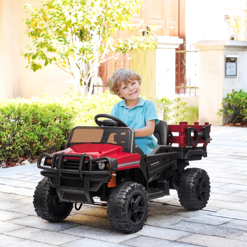 HOMCOM Coche Eléctrico para Niños de +3 Años Todoterreno con 2 Motores Control Remoto 2,4 GHz Batería Recargable 120x67x65 cm Rojo