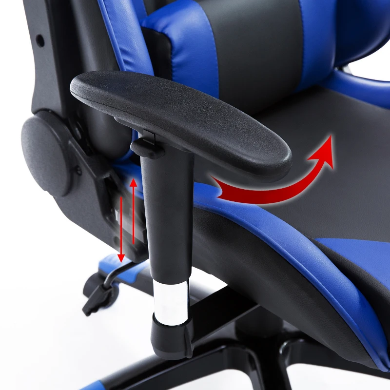 HOMCOM Silla de Oficina Silla Ergonómico Reclinable y Basculante Altura Ajustable Giratorio con Ruedas Reposacabezas y Soporte Lumbar Carga 120 kg 67x67x123-132 cm Azul