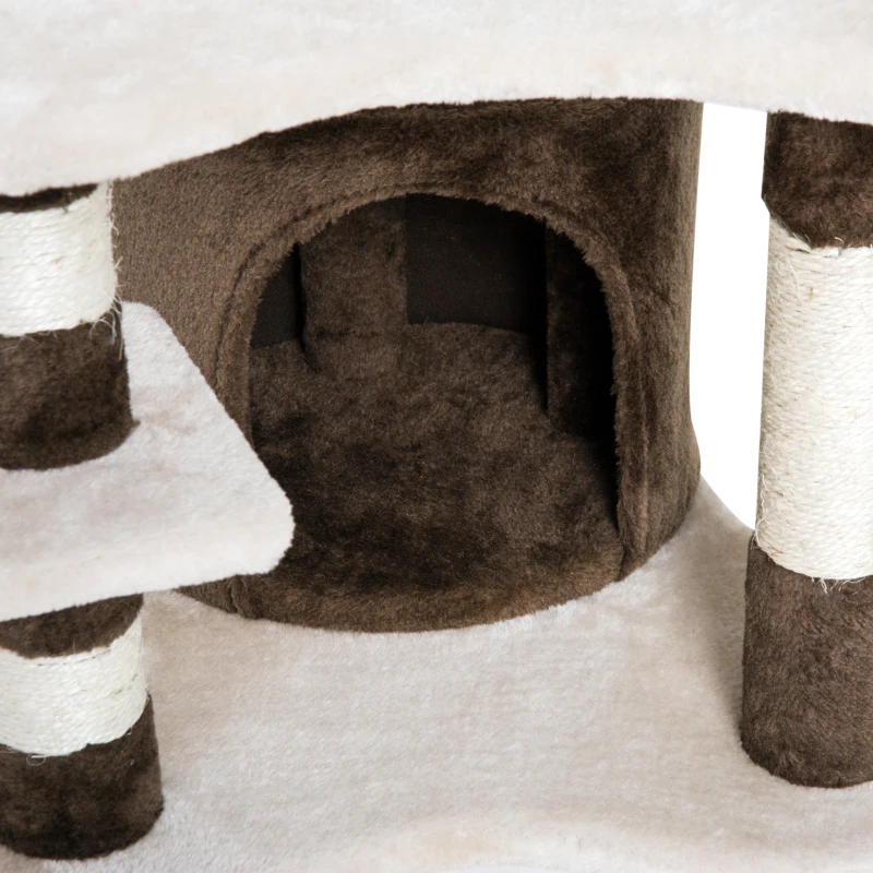 PawHut Árbol para gatos Juguete Rascador con Caseta Plataformas Centro de Juego para Arañar Jugar Dormir 48.5x48x69cm Tablero Aglomerado Cubierto de Felpa Sisal