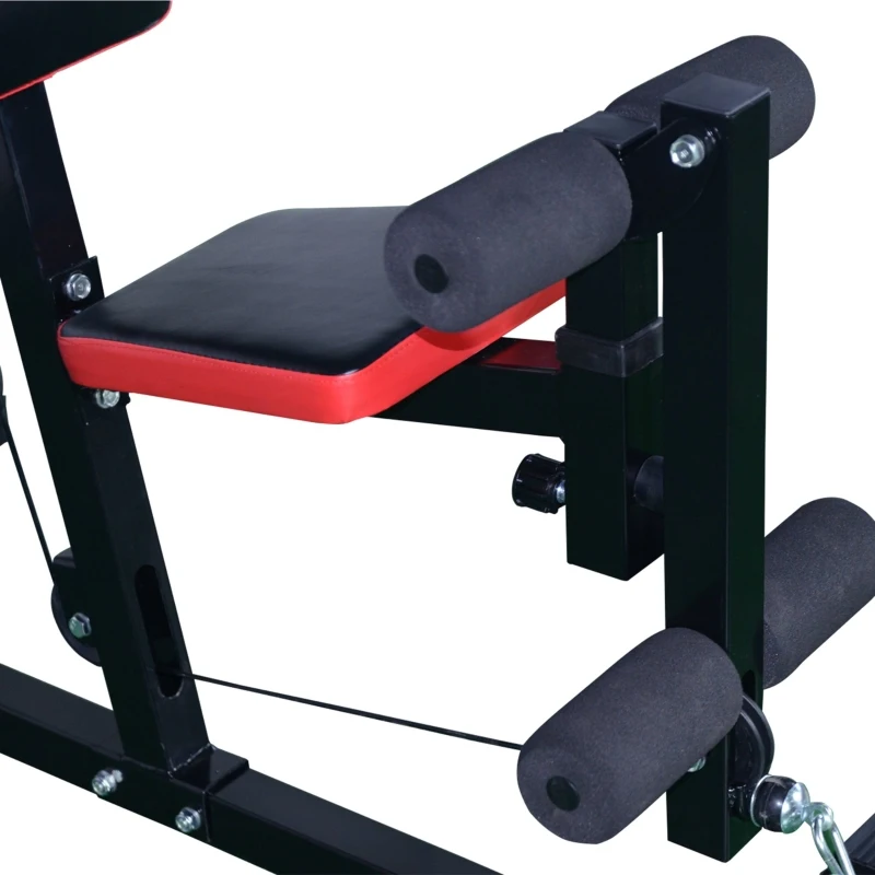 HOMCOM Multiestación de Musculación Máquina Entrenamiento con Estribo para Piernas Poleas y Placas de Peso de 45 kg para Ejercicios de Hombros Espalda Brazos Acero 125x106x205 cm Negro
