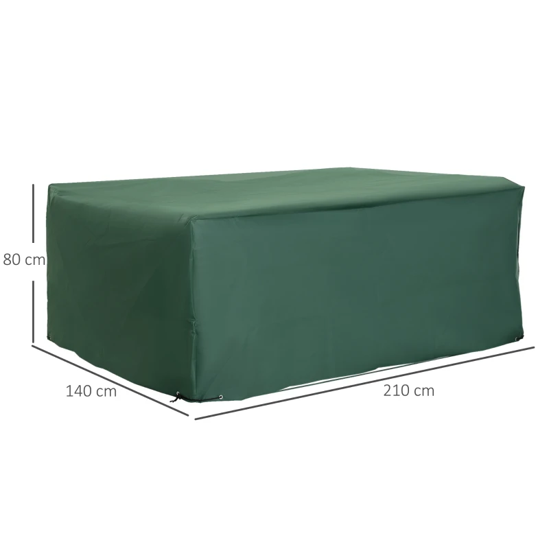 Outsunny 600D Oxford Outdoor Rattan Furniture Cover, Waterproof Anti-UV Garden Conversation Set Protection Cover Protector, Green 210L x 140W x 80Hcm