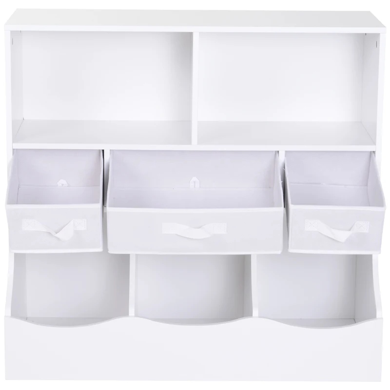 HOMCOM Estante Organizador para Juguetes Libros Estantería de Almacenamiento Habitación Infantil de 3 Niveles 8 Cajas