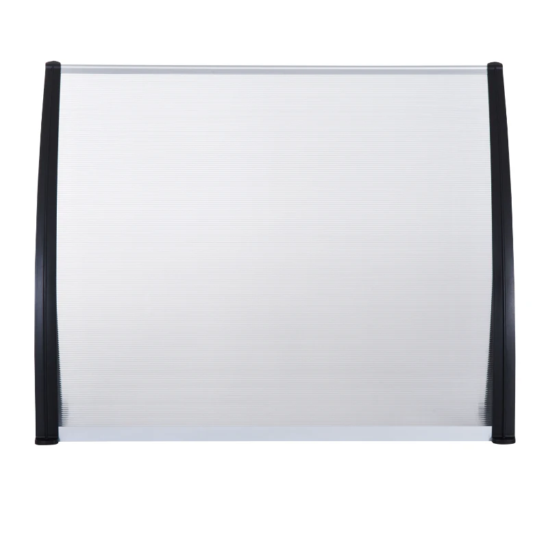 Outsunny Marquesina Techo Canopy para Puertas Ventanas Toldo Dosel Terrazas Placa de Policarbonato 5 mm Transparente Protección contra Sol y Lluvia 120cm
