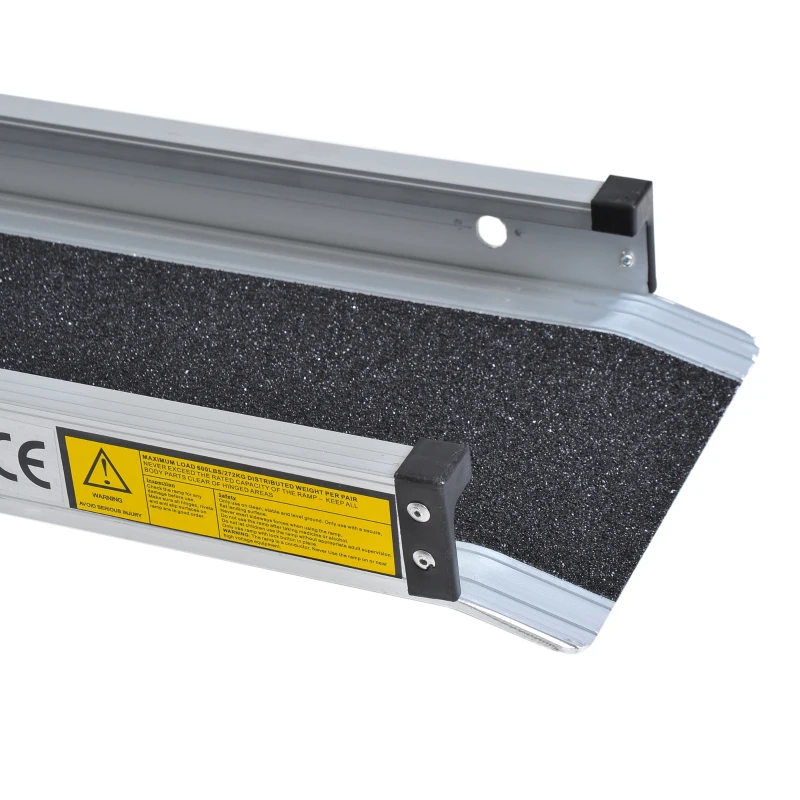 HOMCOM Rampas Telescópicas Largas para Sillas de Ruedas Aluminio Antideslizante Portátil Rampas Universal para Motos Bicicletas Rampa de Carril 74-122cm