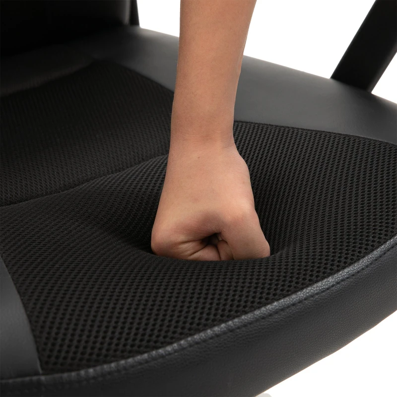 Vinsetto Silla de Oficina Giratoria Silla de Escritorio Ergonómica con Altura Ajustable Función Basculante Reposabrazos y Respaldo Alto de Piel Sintética 64x65x113-123 cm Negro