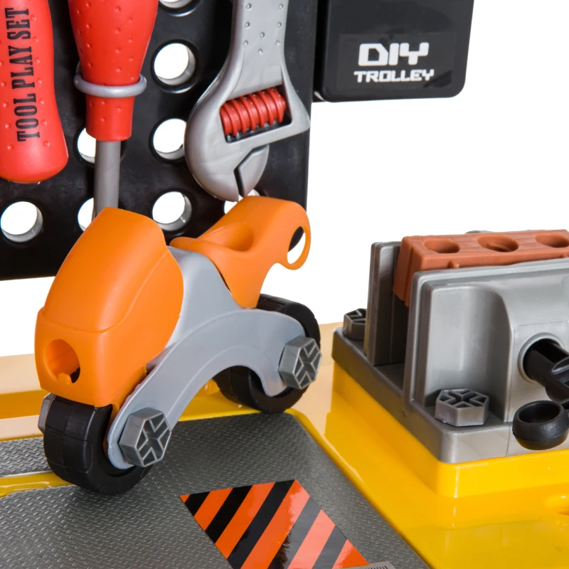 HOMCOM Herramientas de Juguete 53 Piezas Banco de Trabajo para Niños +3 Años Bancada Mesa de Herramientas 50x26x75cm PP