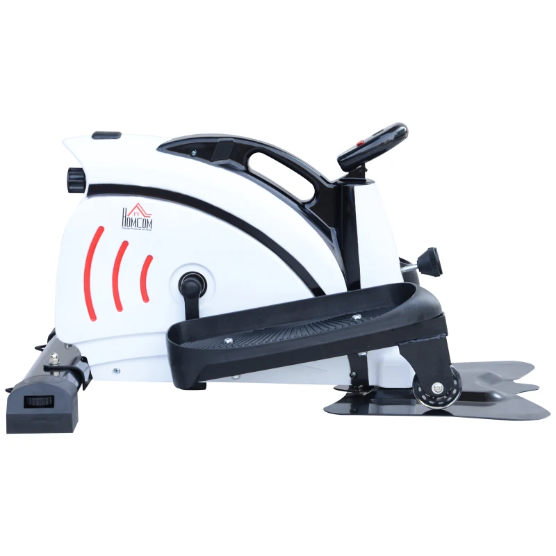 HOMCOM Máquina de Step Stepper Resistencia Ajustable Mini Bicicleta Elíptica Pantalla LCD con Asiento Carga 110kg 74x49x77cm Acero