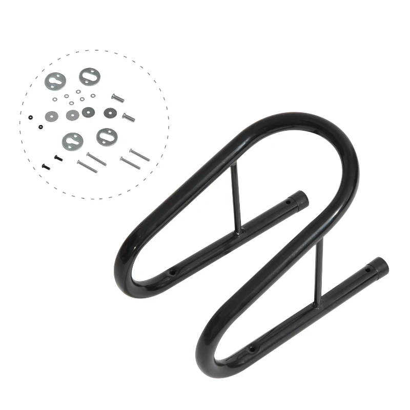 HOMCOM Caballete Soporte Delantero Portátil y Móvil para Aparcamiento de Moto y Reparación 32x20x26cm Color Negro y Material de Acero