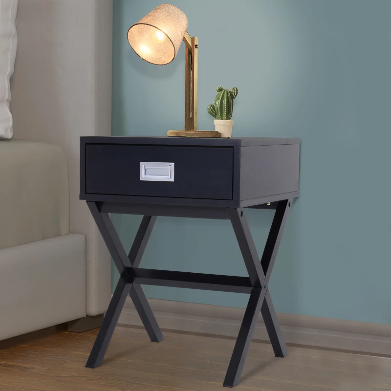 HOMCOM Mesita de Noche Nórdica 1 Cajón Comoda Cajonera Mesilla Mueble para Dormitorio Armario Almacenamiento 40x40x55cm Madera