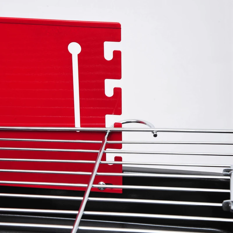 Outsunny Barbacoa de Carbón Plegable y Portátil con 2 Ruedas Parrilla con Altura Ajustable para Camping Picnic Playa 57x64x83 cm Rojo y Negro