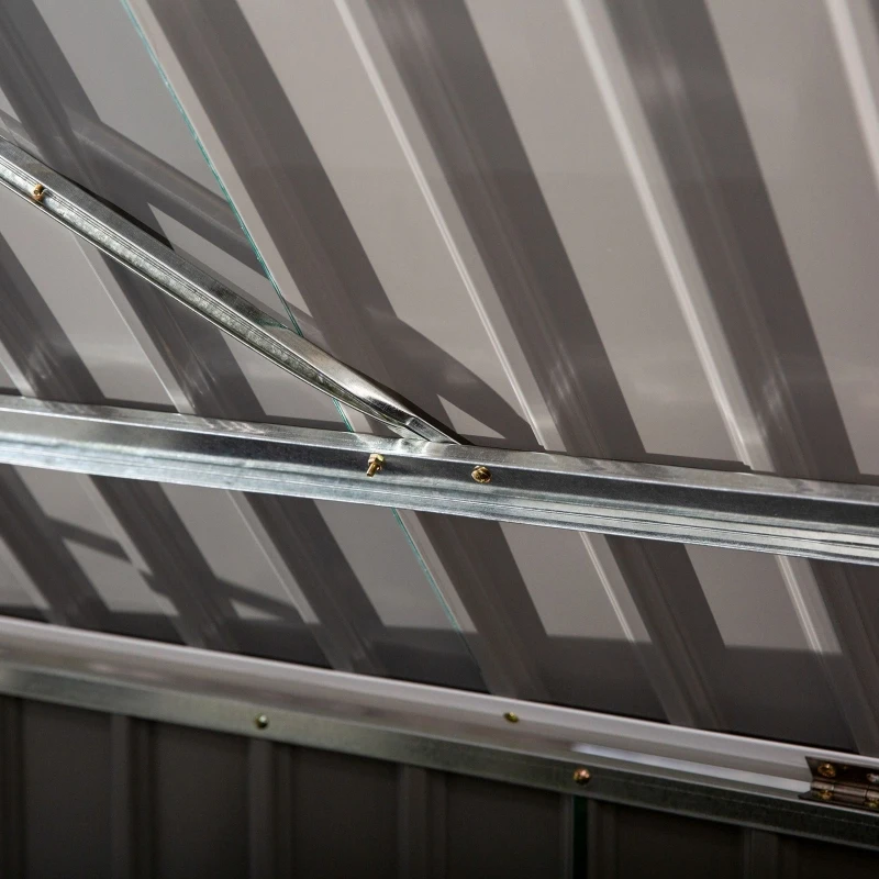 Outsunny Cobertizo de Jardín Exterior para 2 Contenedores de Basura Caseta de Herramientas con Tapa de Elevación Neumática Acero 173x100x134/114 cm Verde