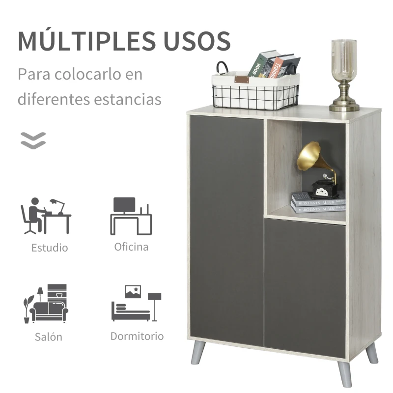 HOMCOM Estantería Librería Moderna para Libros tipo Biblioteca Organizador Multifuncional para Salón Oficina Domitorio Antivuelco 80x40x120cm Gris (6 Cubos)