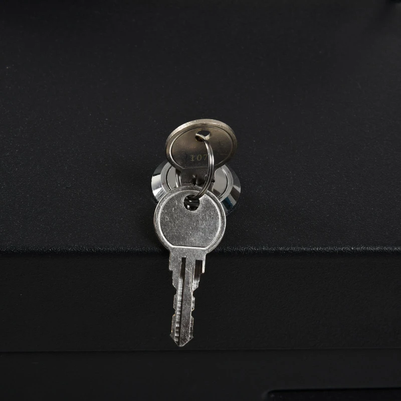 HOMCOM Caja de Efectivo con Bandeja para Dinero 4 para Billetes Múltiples Comportamientos Cerradura con Llave de Alta Seguridad Agujero Conveniente Manija Acero 30x24x9 cm Negro