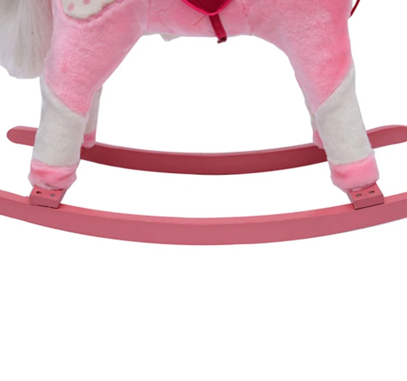 Outsunny - Caballito balancin de peluche Color ROSA para niños a partir de 3 años caballo mecedora