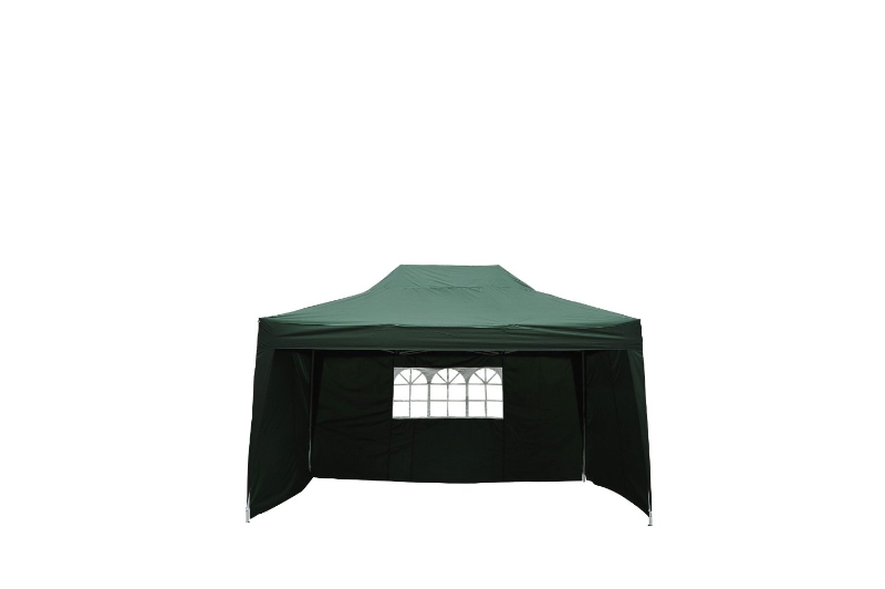 Carpa 3x4,5m Plegable en Acordeon 3 Paneles Laterales Verde Pabellon Gazebo Cenador