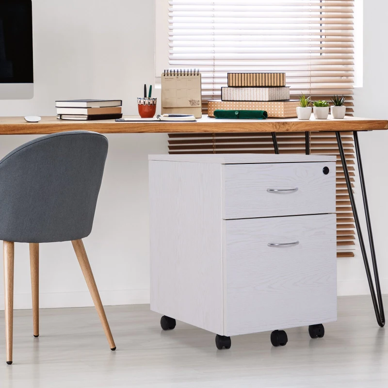 Vinsetto Cajonera Archivador con Ruedas Armario Archivador Móvil Cajonera Madera Seguro para Oficina con Llave para Organizar Documentos en Oficina o Hogar 40x44x54.6cm