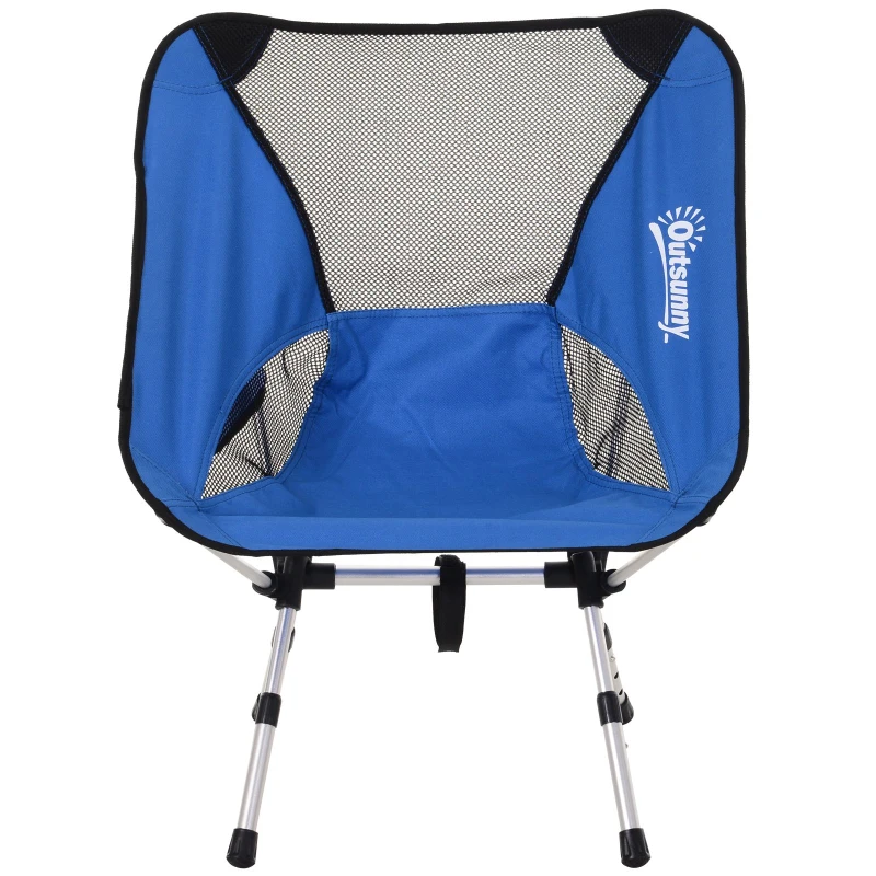 Silla de Camping Plegable con Bolsa de Transporte Altura Ajustable Ligera Sporta hasta 120kg Aluminio y Poliéster 58x49x55-64 cm Azul
